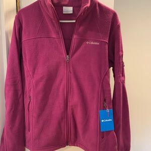 NWT Columbia “Fast Trek II” zip up fleece jacket. Magenta, women’s size L.